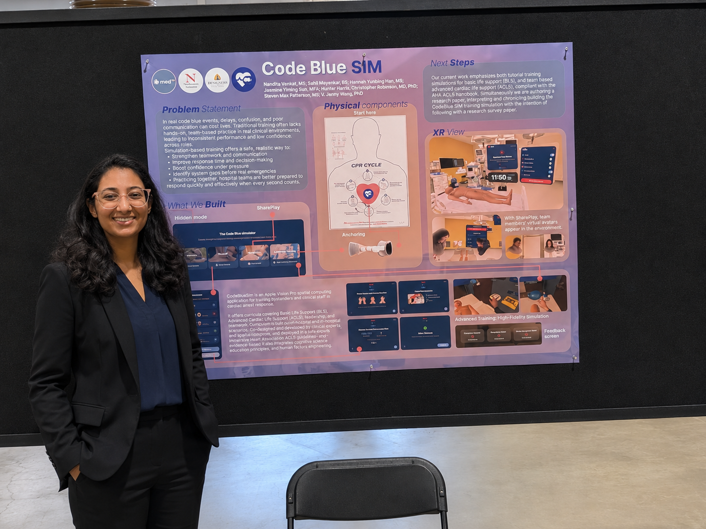 Nandita Venkat presenting the Code Blue SIM Apple Vision Pro project